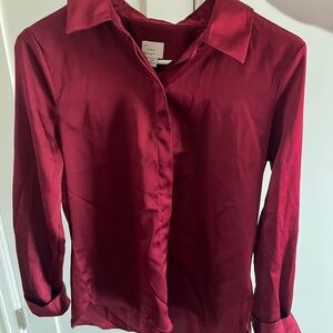 a new day Rich Deep Maroon Button Down Long Sleeve Shirt
